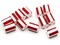 12 12mm to 14mm Red and White Striped Vintage Plastic Tube Beads